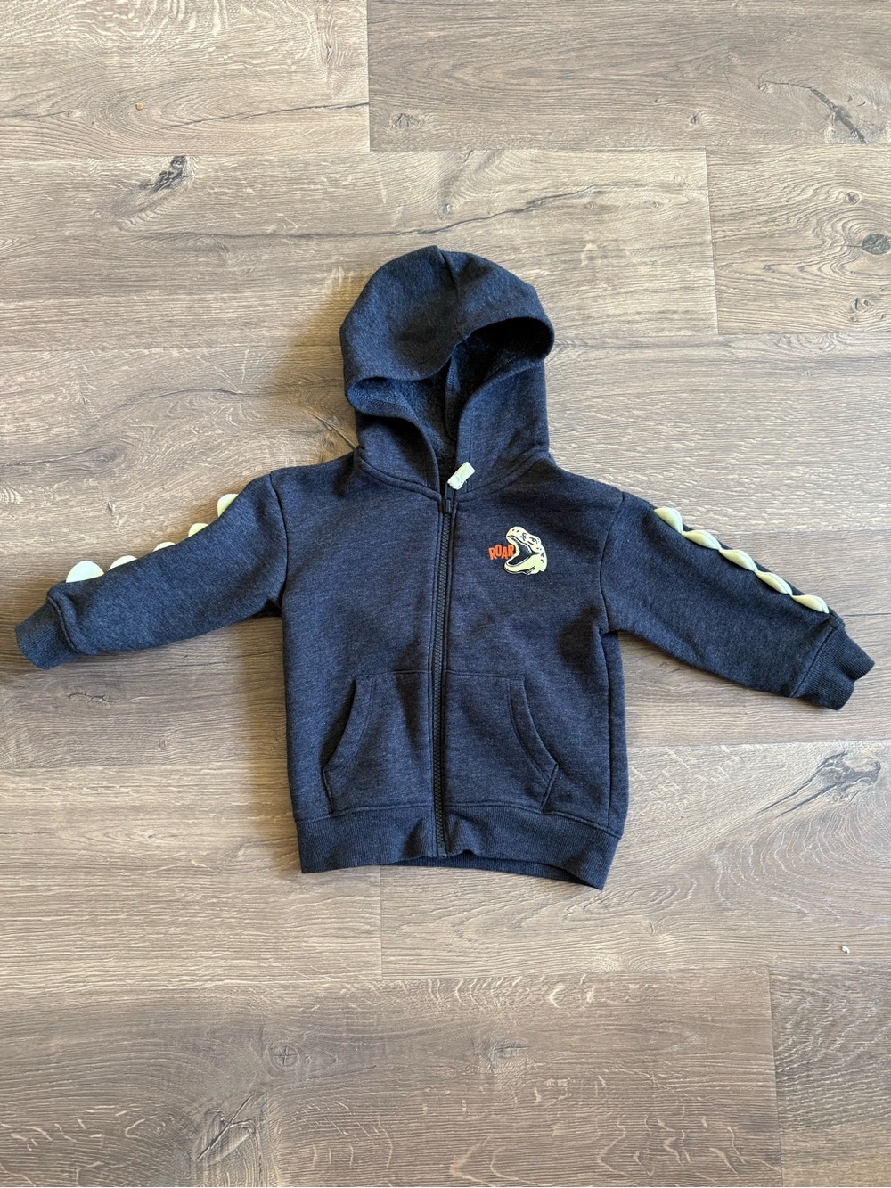 Cat & Jack Dark Gray Zip Hoodie with Dino Spikes - size 2T